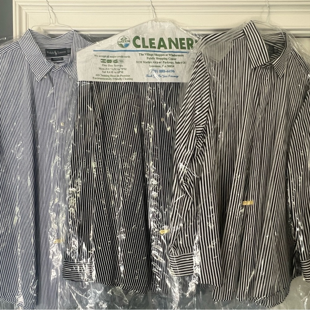 Ralph Lauren Set of 3 Blue & Black Striped Casual Button Down Shirts